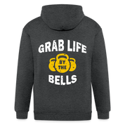 S00541  Grab life by the bells Unisex Zip Hoodie Fitness Gift Zip Hoodie - deep heather