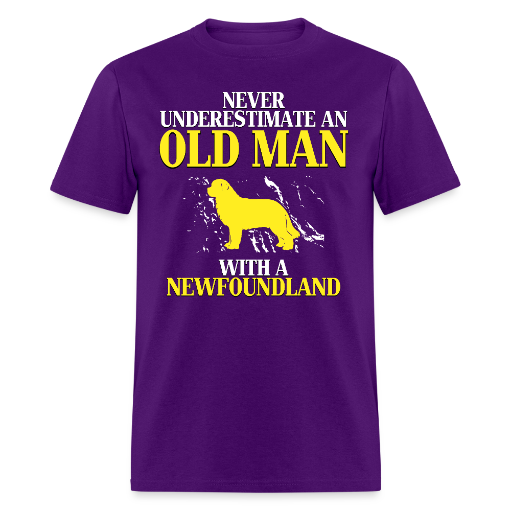 K00707  Personalizable Newfoundland Gift, Never underestimate an old man with a Newfoundland, Grandpa t Unisex Classic T-Shirt - purple