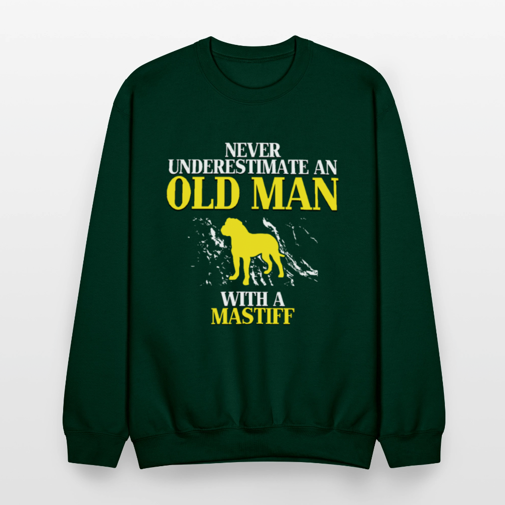 K00700   Never underestimate an old man with a Mastiff, Father's Day Gift Crewneck Black - forest green