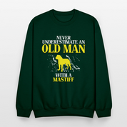 K00700   Never underestimate an old man with a Mastiff, Father's Day Gift Crewneck Black - forest green