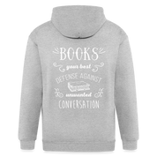 Books, your best defense against unwanted conversation Unisex Zip Hoodie Book reading Gift Personalizable Books, your best defense against unwanted conversation Unisex Zip Hoodie Book reading GiftZip Hoodie - heather gray