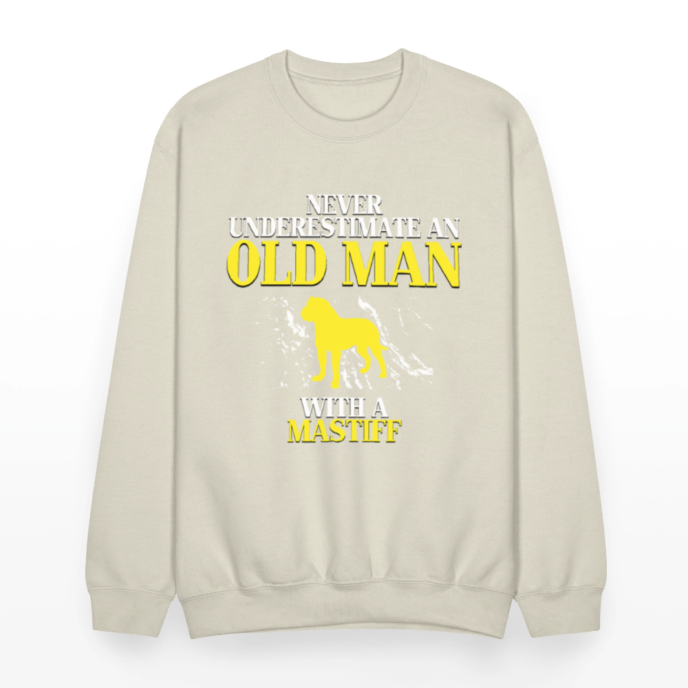 K00700   Never underestimate an old man with a Mastiff, Father's Day Gift Crewneck Black - Sand