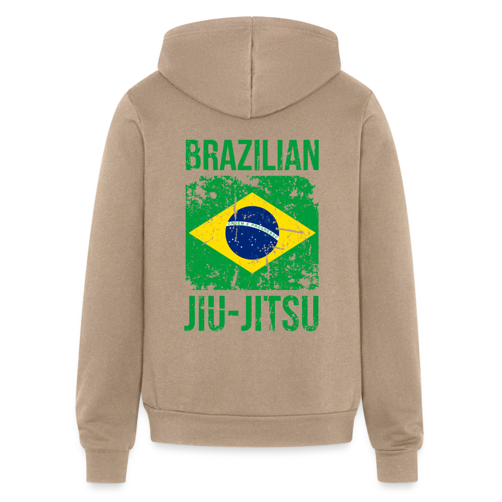 Brazilian Jiu Jitsu Flag Gildan Heavy Blend Adult Zip Hoodie - tan