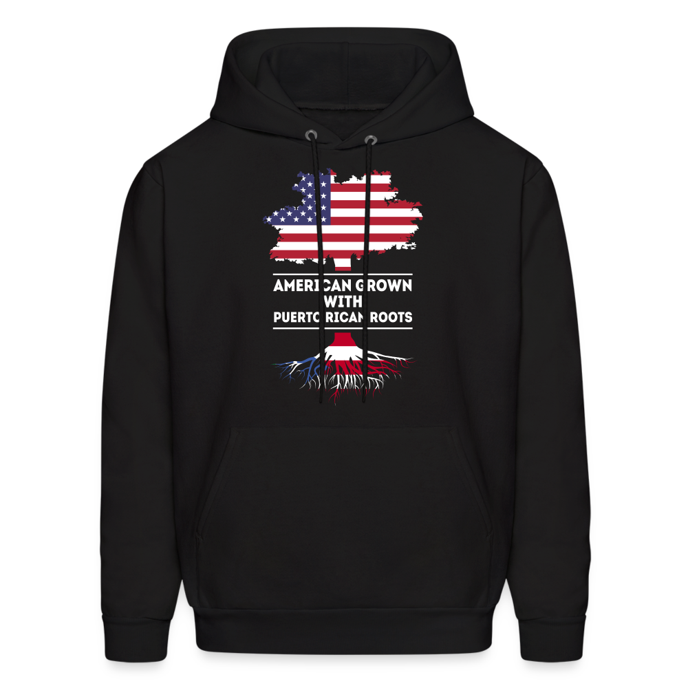 S00375  Puerto Rican Roots Hoodie - American Grown with puerto rican roots Men's Hoodie - black