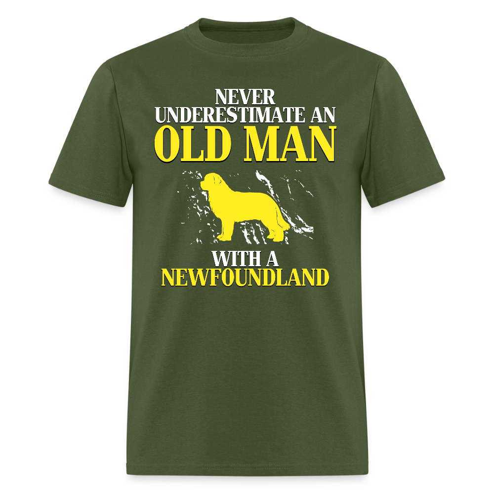 K00707  Personalizable Newfoundland Gift, Never underestimate an old man with a Newfoundland, Grandpa t Unisex Classic T-Shirt - military green
