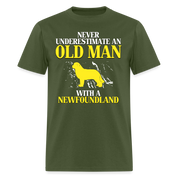 K00707  Personalizable Newfoundland Gift, Never underestimate an old man with a Newfoundland, Grandpa t Unisex Classic T-Shirt - military green