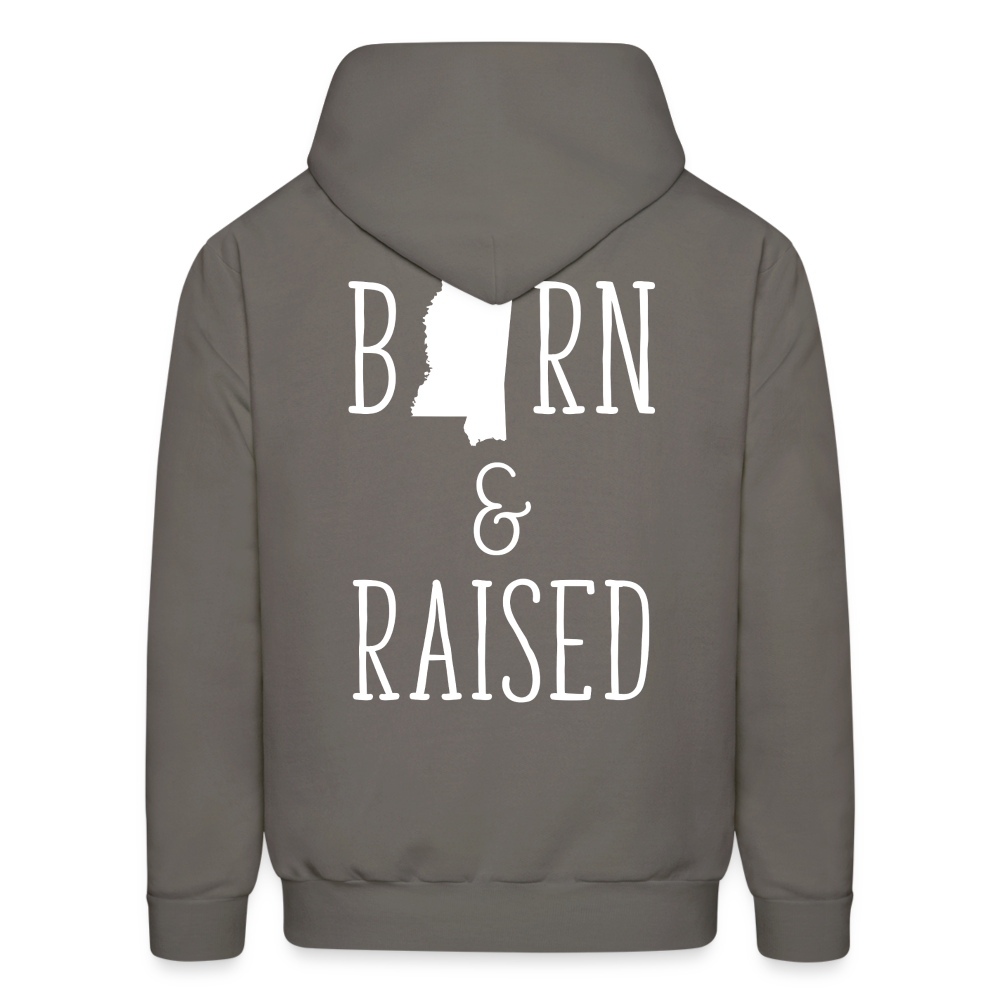 S00024 Mississippi Born & raised  Men's Hoodie - asphalt gray