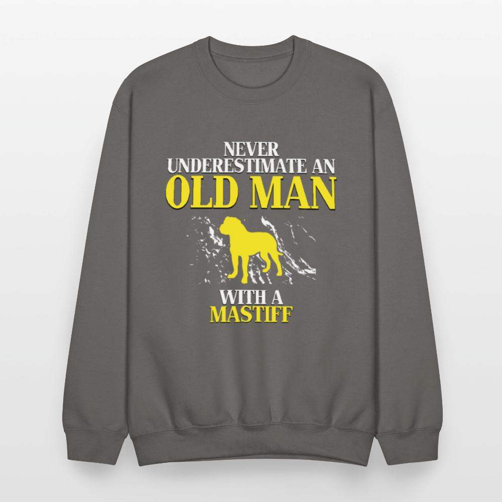 K00700   Never underestimate an old man with a Mastiff, Father's Day Gift Crewneck Black - asphalt gray