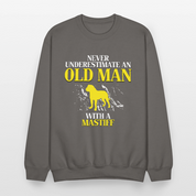 K00700   Never underestimate an old man with a Mastiff, Father's Day Gift Crewneck Black - asphalt gray