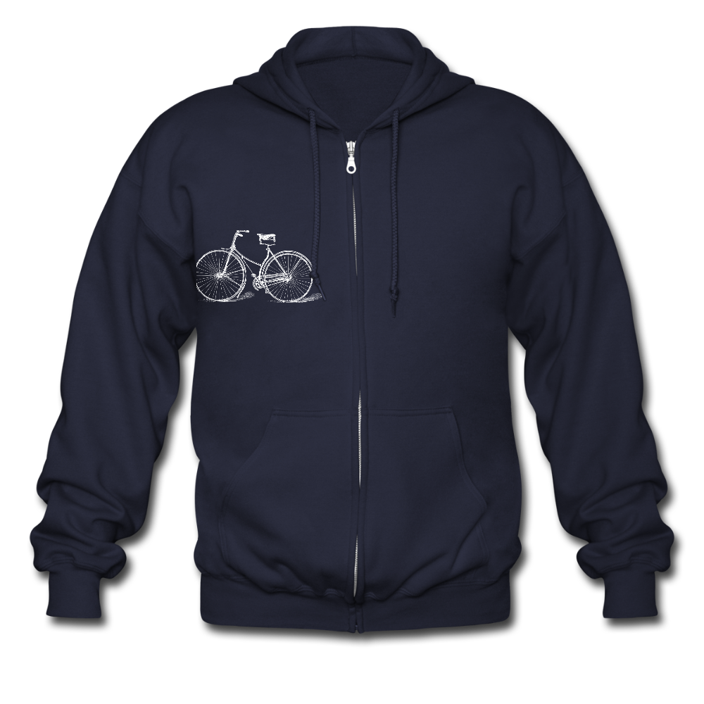 S00211 Sometimes I wonder if my bike is thinking about me too  with bicycle Men's Zip Hoodie - navy