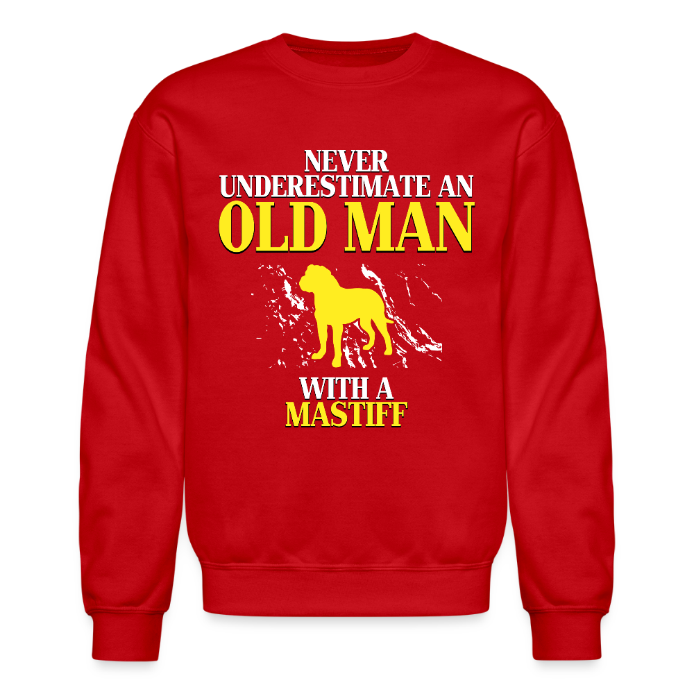 K00700   Never underestimate an old man with a Mastiff, Father's Day Gift Crewneck Black - red