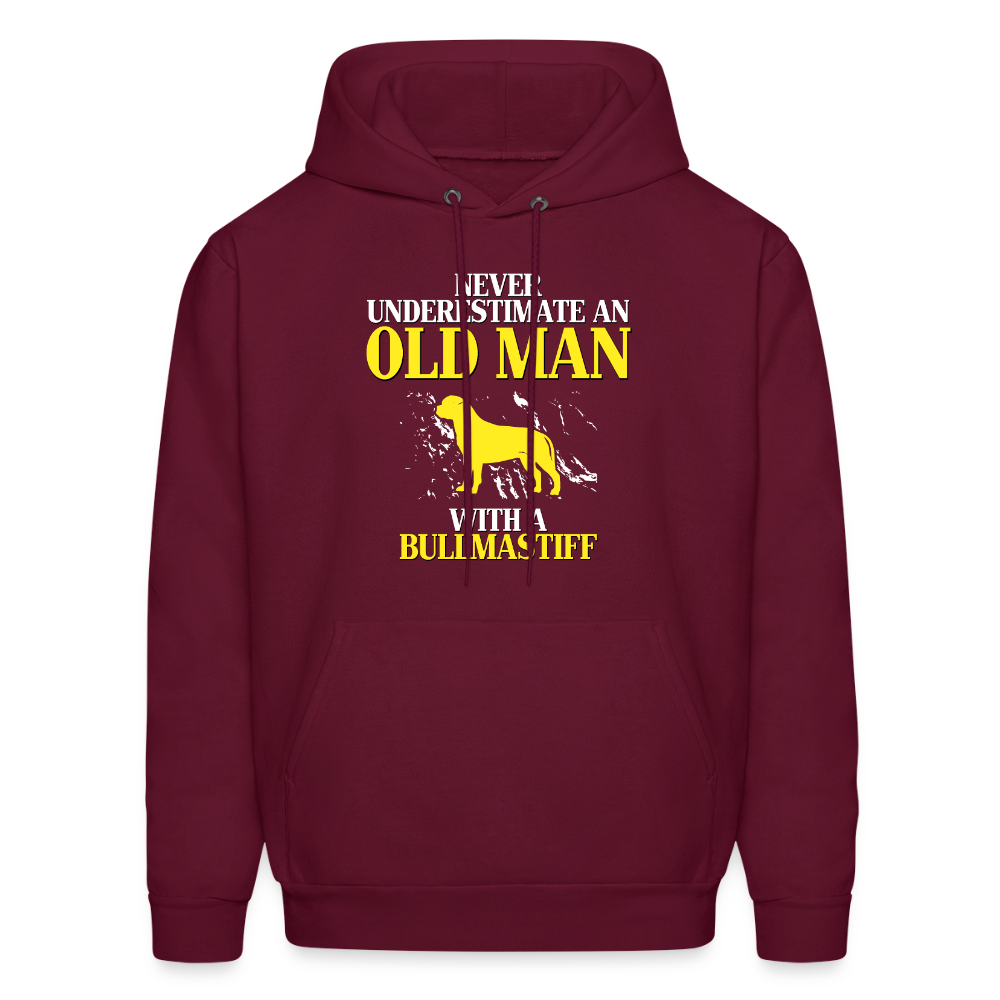 Never underestimate an old man with a Bullmastiff Unisex Hoodie - burgundy
