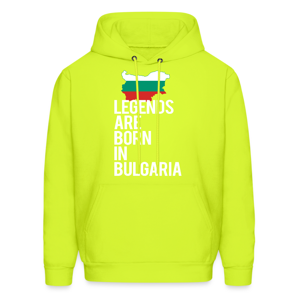 K00414    Bulgaria Hoodie - Legends are born in Bulgaria, Bulgarian Men's Hoodie - safety green
