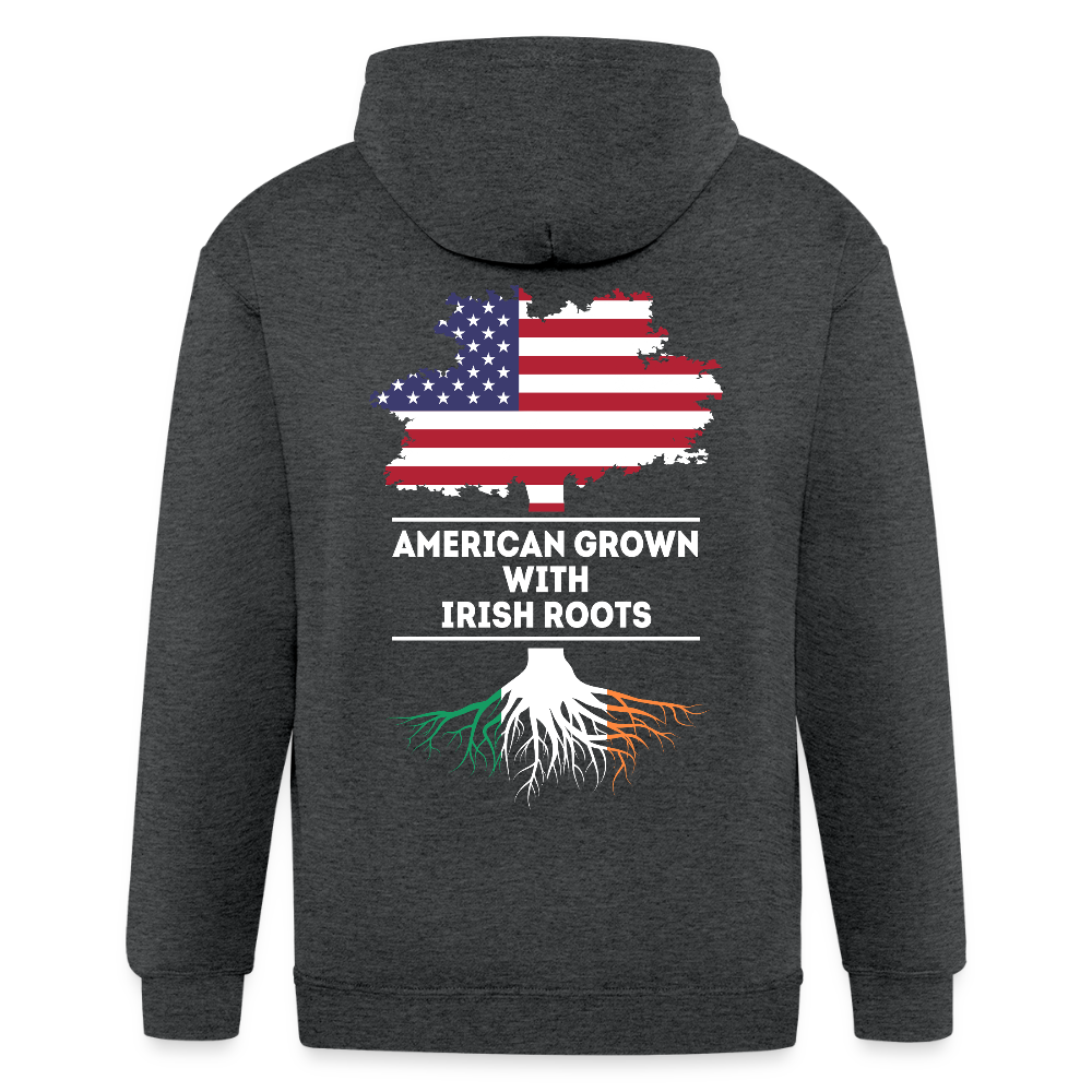 S00372  American Grown with irish roots Unisex Zip Hoodie Irish Roots Men's Zip Hoodie - deep heather