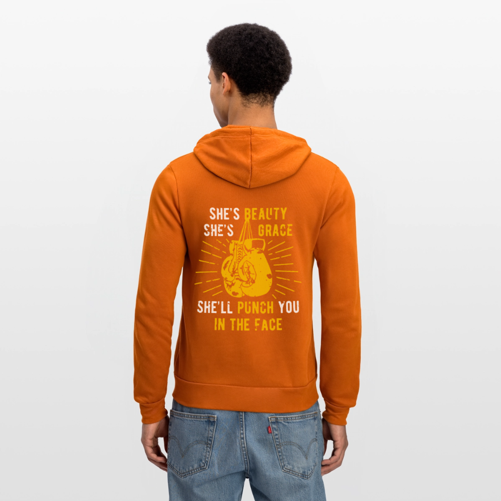 S00188 She's beauty, she's grace, she'll punch you in the face Unisex Zip Hoodie Boxing Gift - autumn
