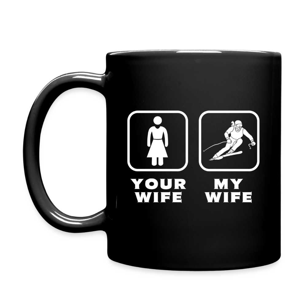 V00363 Skiing Your wife My wife Gift, Christmas, Birthday Present for the best Wife Black Mug - black