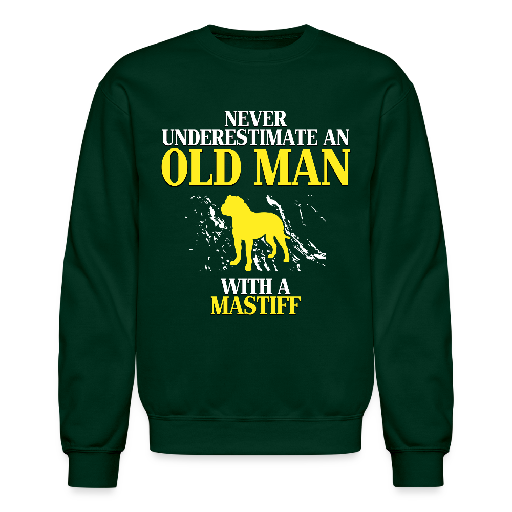 K00700   Never underestimate an old man with a Mastiff, Father's Day Gift Crewneck Black - forest green