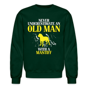 K00700   Never underestimate an old man with a Mastiff, Father's Day Gift Crewneck Black - forest green