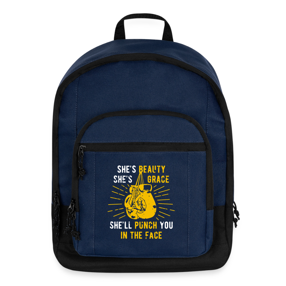 She's beauty, she's grace, she'll punch you in the face Backpack - navy