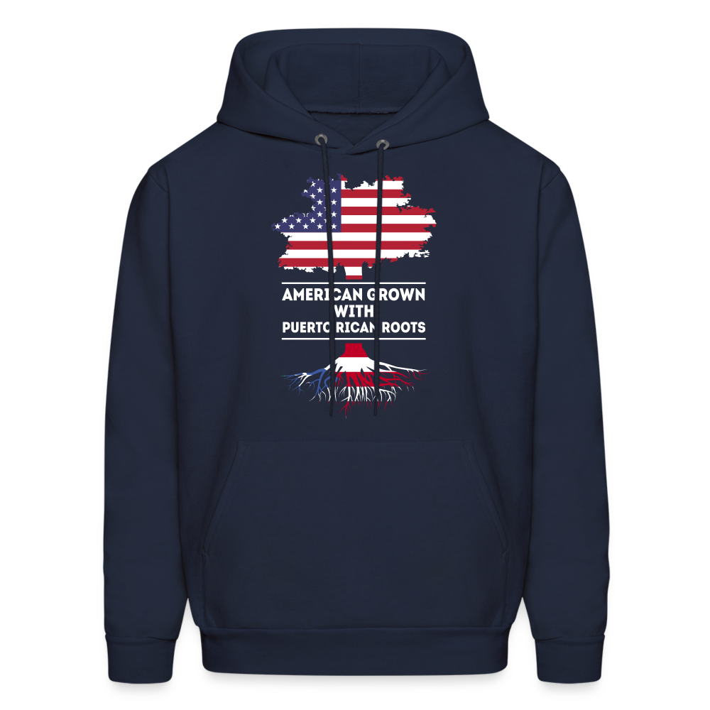S00375  Puerto Rican Roots Hoodie - American Grown with puerto rican roots Men's Hoodie - navy