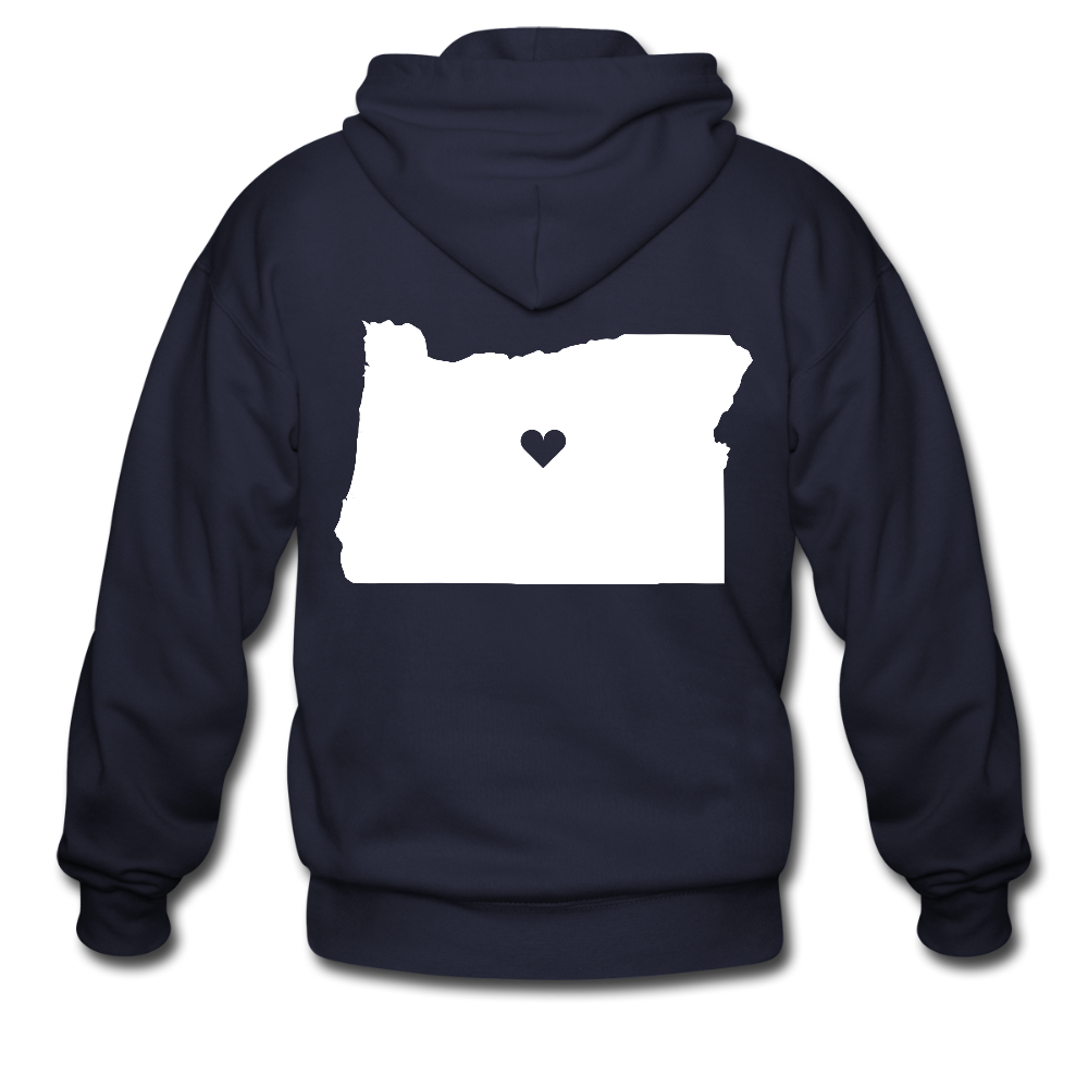 S00037 Love Oregon Unisex Zip Hoodie, Oregon Men's Zip Hoodie - navy