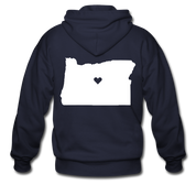 S00037 Love Oregon Unisex Zip Hoodie, Oregon Men's Zip Hoodie - navy