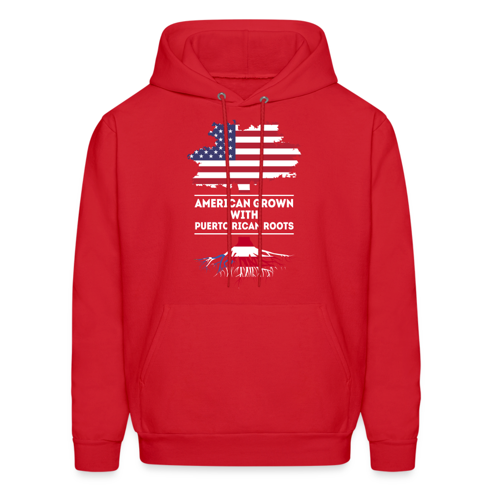 S00375  Puerto Rican Roots Hoodie - American Grown with puerto rican roots Men's Hoodie - red