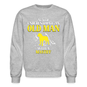 K00700   Never underestimate an old man with a Mastiff, Father's Day Gift Crewneck Black - heather gray