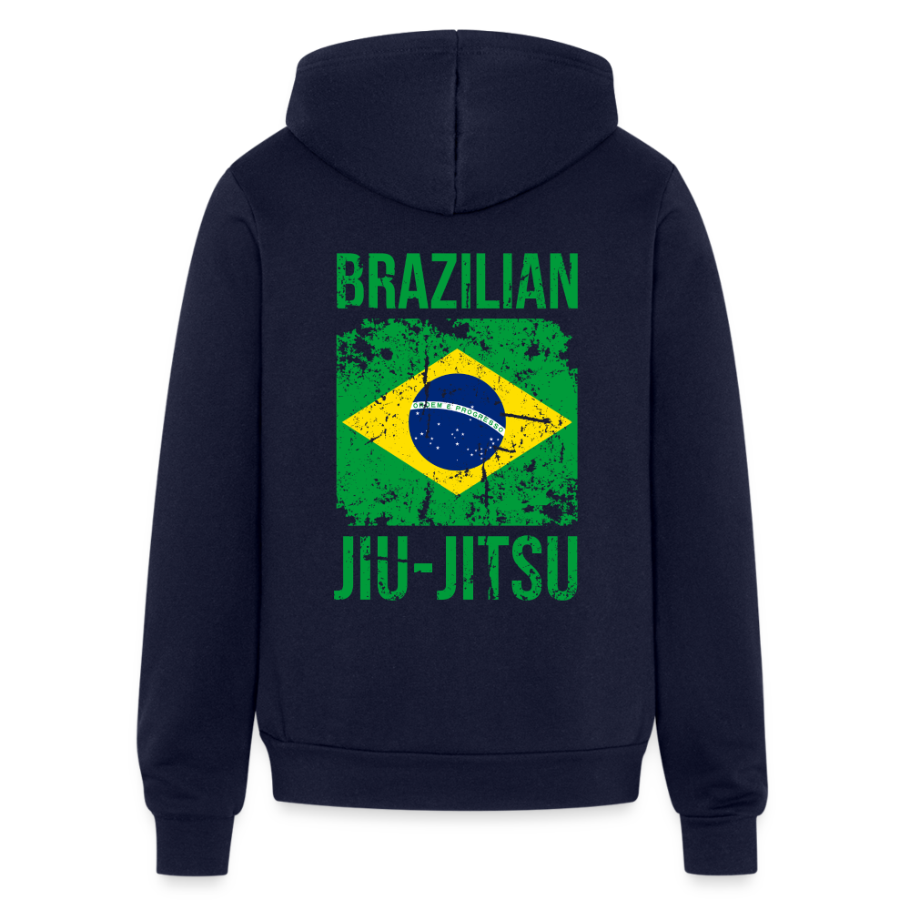 Brazilian Jiu Jitsu Flag Gildan Heavy Blend Adult Zip Hoodie - navy