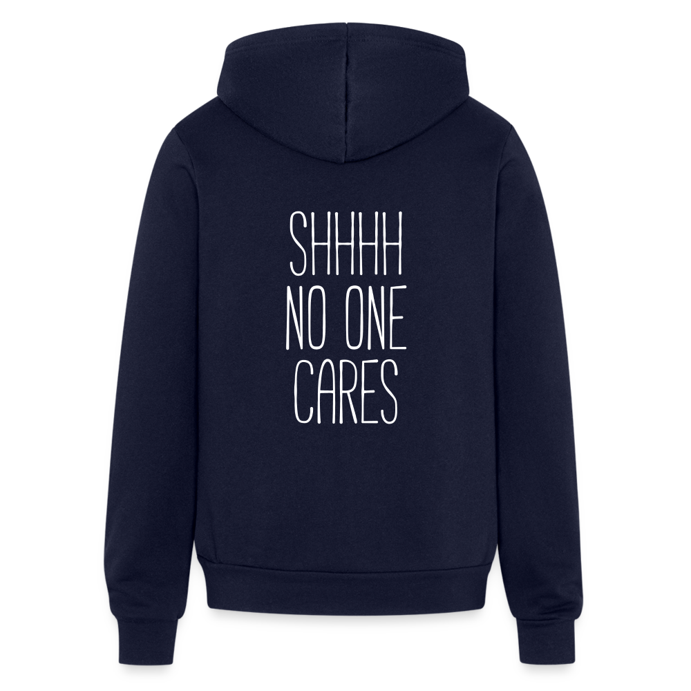 S00248  Shhh no one cares Unisex Zip Hoodie Funny Gift - navy