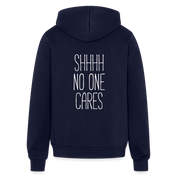 S00248  Shhh no one cares Unisex Zip Hoodie Funny Gift - navy