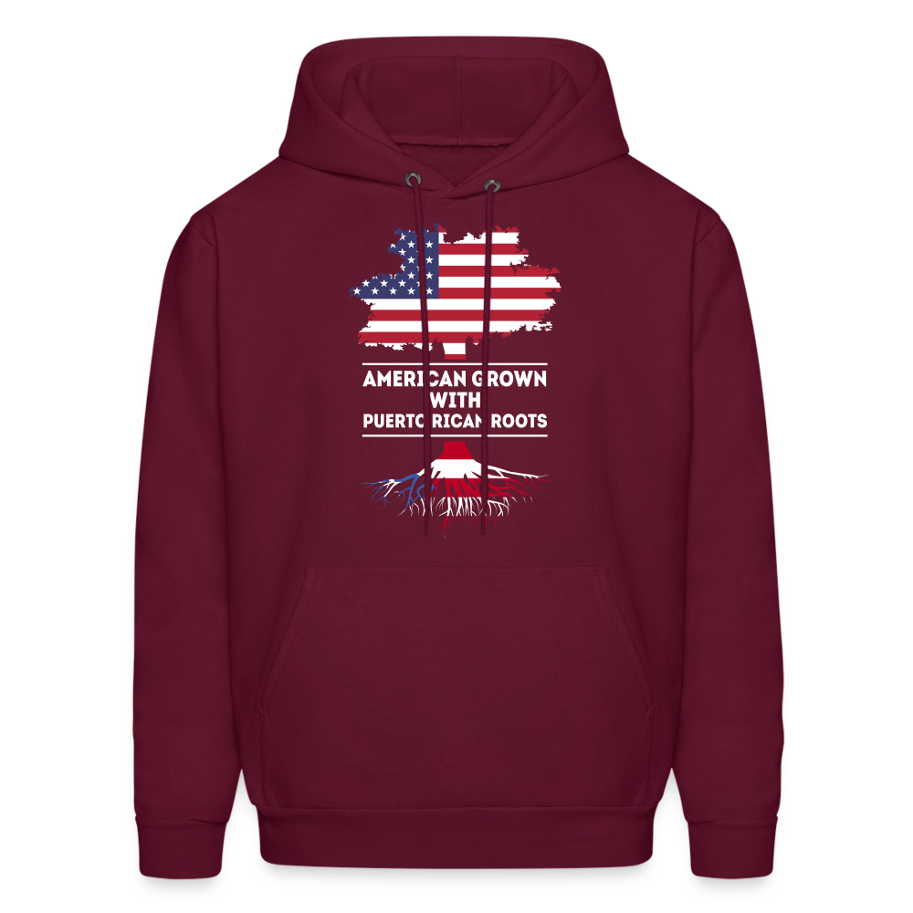 S00375  Puerto Rican Roots Hoodie - American Grown with puerto rican roots Men's Hoodie - burgundy