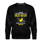 Never underestimate an old man who can play drums Crewneck - black