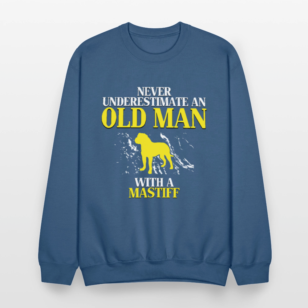 K00700   Never underestimate an old man with a Mastiff, Father's Day Gift Crewneck Black - indigo blue