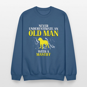 K00700   Never underestimate an old man with a Mastiff, Father's Day Gift Crewneck Black - indigo blue