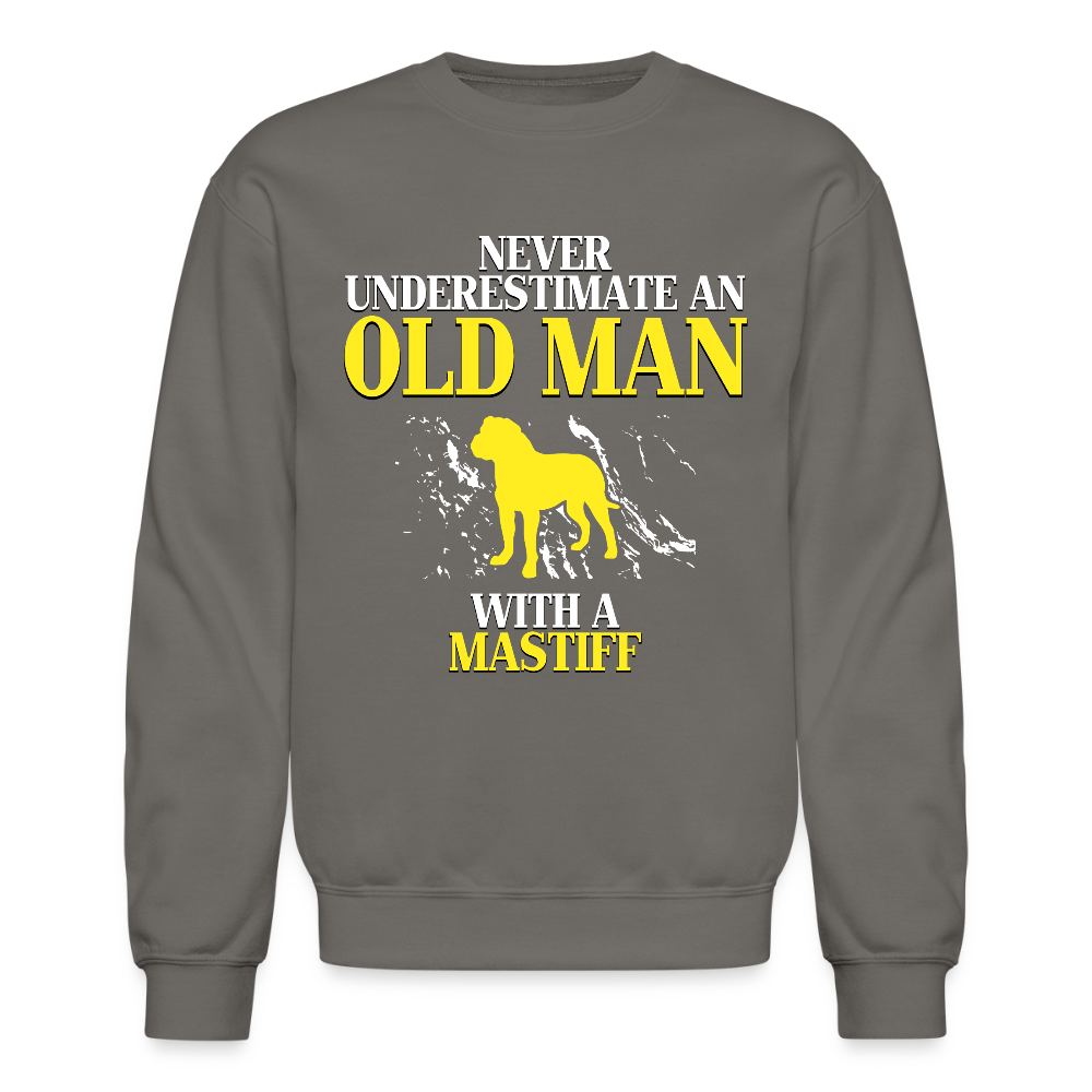 K00700   Never underestimate an old man with a Mastiff, Father's Day Gift Crewneck Black - asphalt gray