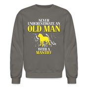 K00700   Never underestimate an old man with a Mastiff, Father's Day Gift Crewneck Black - asphalt gray