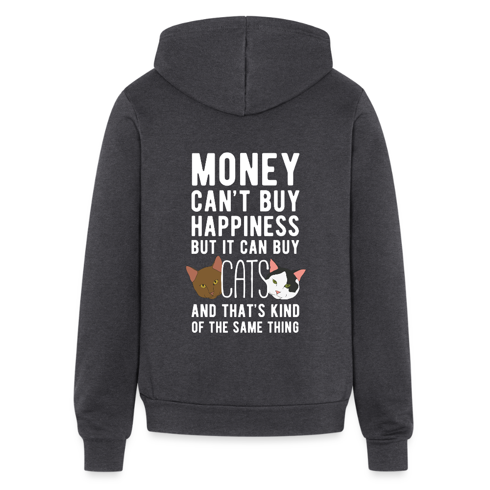 Money can't buy happiness, but it can buy cats and that's kind of the same thing Gildan Heavy Blend Adult Zip Hoodie - charcoal grey