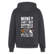 Money can't buy happiness, but it can buy cats and that's kind of the same thing Gildan Heavy Blend Adult Zip Hoodie - charcoal grey