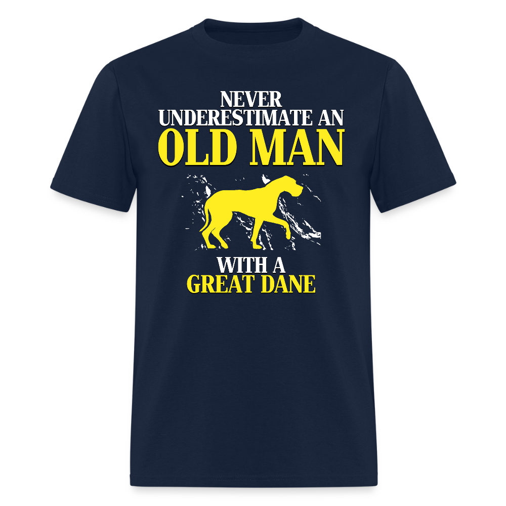 K00694 Great dane Gift, Never underestimate an old man with a Great dane, Grandpa tee, Unisex T-shirt, Grandfather gift, Grandfather t-shirt - navy