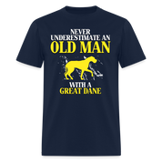 K00694 Great dane Gift, Never underestimate an old man with a Great dane, Grandpa tee, Unisex T-shirt, Grandfather gift, Grandfather t-shirt - navy