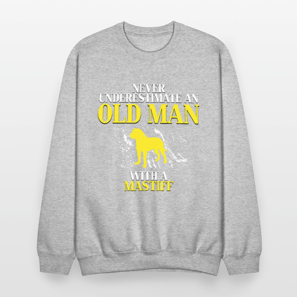 K00700   Never underestimate an old man with a Mastiff, Father's Day Gift Crewneck Black - heather gray