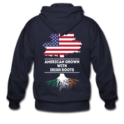 S00372  American Grown with irish roots Unisex Zip Hoodie Irish Roots Men's Zip Hoodie - navy