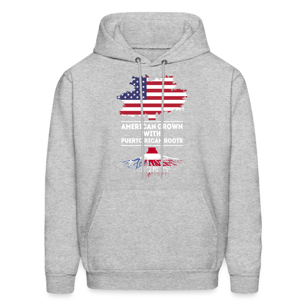 S00375  Puerto Rican Roots Hoodie - American Grown with puerto rican roots Men's Hoodie - heather gray