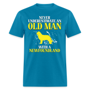 K00707  Personalizable Newfoundland Gift, Never underestimate an old man with a Newfoundland, Grandpa t Unisex Classic T-Shirt - turquoise