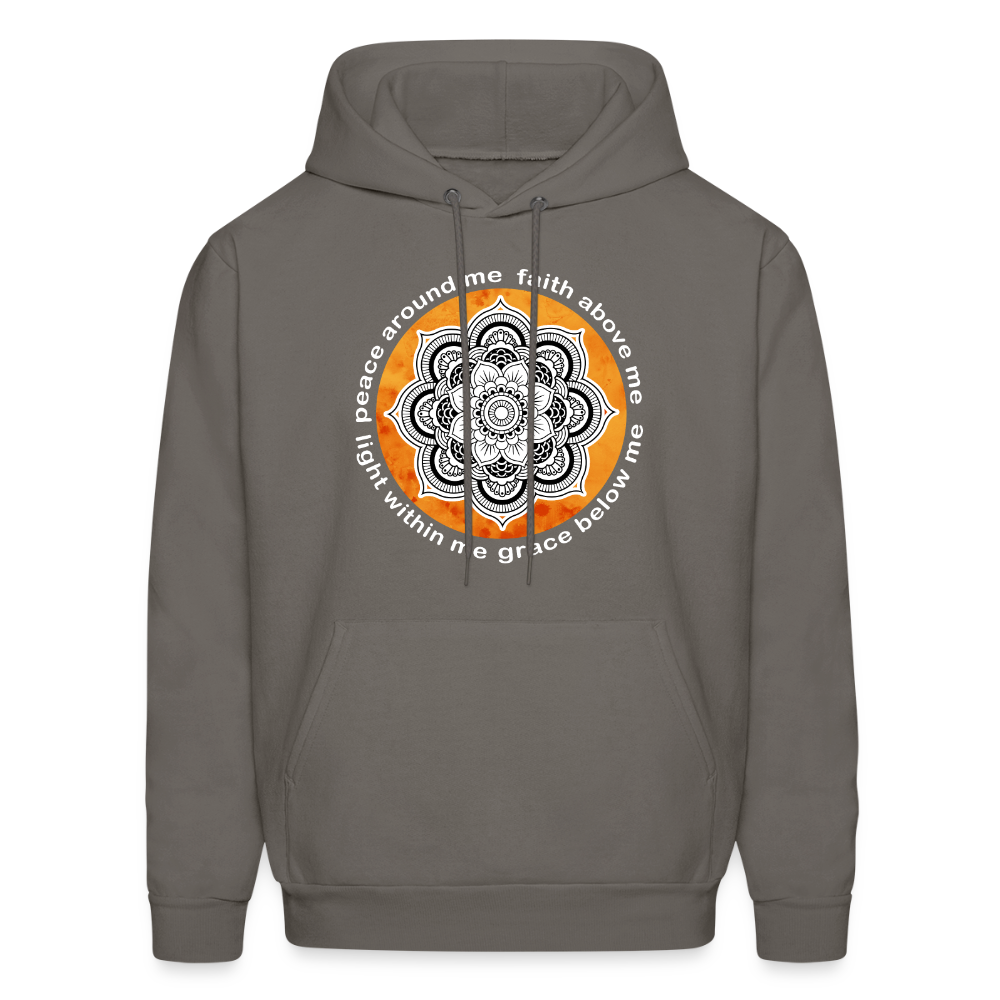 Buddhist Hoodie - Peace around me, face above me, light within me, grace below me Crewneck Gift - asphalt gray