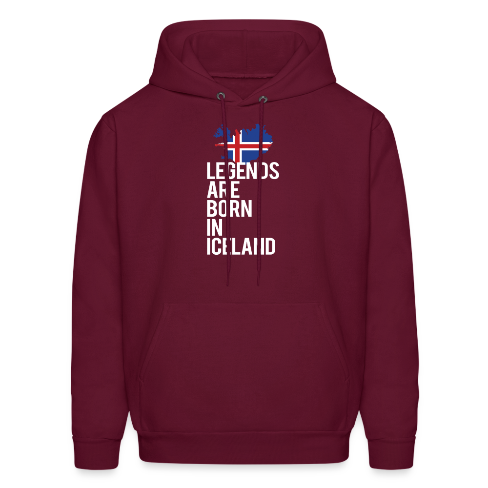 Legends are born in Iceland Men's Hoodie - burgundy