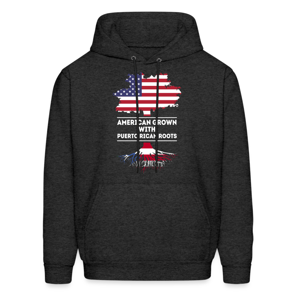 S00375  Puerto Rican Roots Hoodie - American Grown with puerto rican roots Men's Hoodie - charcoal grey