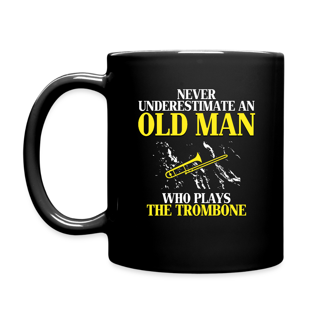 K00756 Old man who loves Trombone Gift, Papa Gift, Grandpa Gift, Mug for Gramps Mug Papa Present, Dog Lover, Christmas gift, Father's day - black