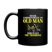 K00756 Old man who loves Trombone Gift, Papa Gift, Grandpa Gift, Mug for Gramps Mug Papa Present, Dog Lover, Christmas gift, Father's day - black